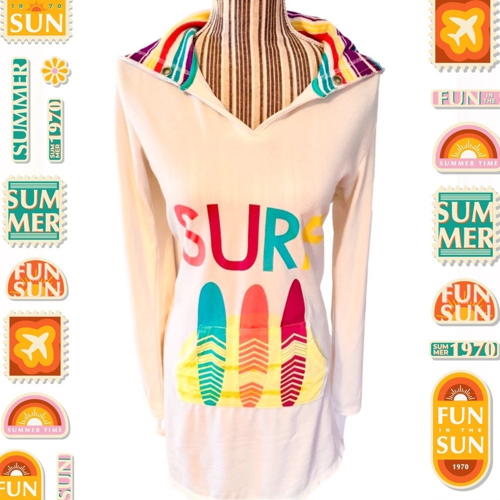 XHILARATION Bathing suit cover-up Cotton terry cloth with rolled hems girls XL
